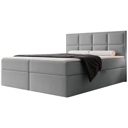 NADUVI Collection Boxspring Antonia velvet met opbergvak 180x200 Grijs