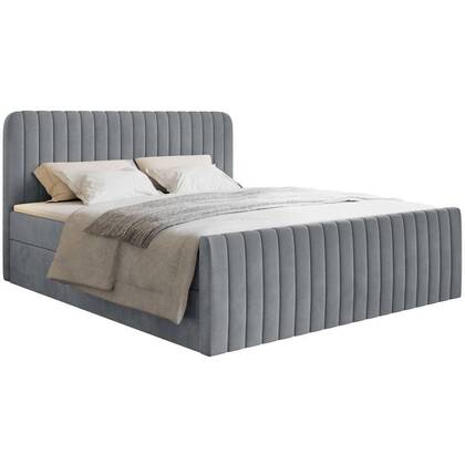NADUVI Collection Boxspring Adrien velvet met opbergvak 140x200 Grijs