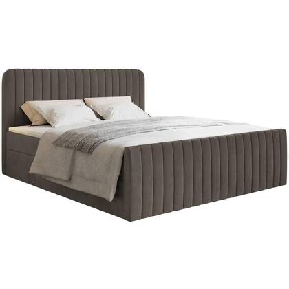 NADUVI Collection Boxspring Adrien velvet met opbergvak 140x200 Grijs
