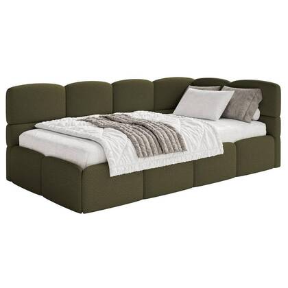 NADUVI Collection Jeugdbed Chloe rechts bouclé 90x200 met opbergvak Groen