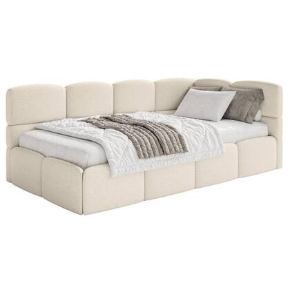 NADUVI Collection Jeugdbed incl matras Chloe rechts bouclé 90x200 met Wit