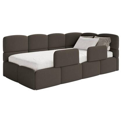 NADUVI Collection Jeugdbed incl matras Chloe rechts bouclé 90x200 met Bruin