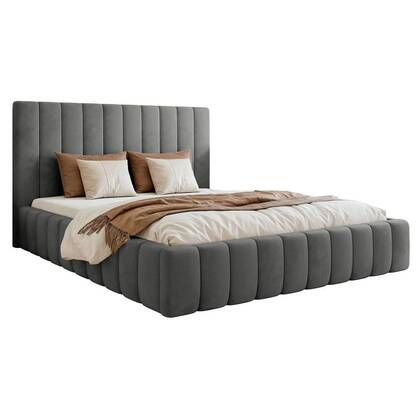 NADUVI Collection Bedframe Flores velvet 160x200 met opbergvak Grijs