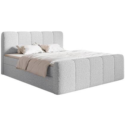NADUVI Collection Boxspring Chloe 200x200 bouclé met opbergvak Grijs