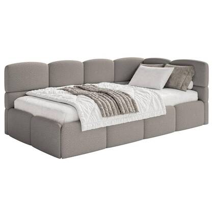 NADUVI Collection Jeugdbed incl matras Chloe rechts bouclé 90x200 met Grijs