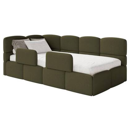 NADUVI Collection Jeugdbed Chloe links bouclé 90x200 met opbergvak en Groen