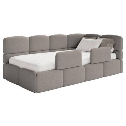 NADUVI Collection Jeugdbed incl matras Chloe rechts bouclé 90x200 met Grijs