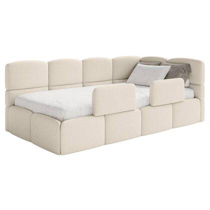 NADUVI Collection Jeugdbed incl matras Chloe rechts bouclé 90x200 met Wit