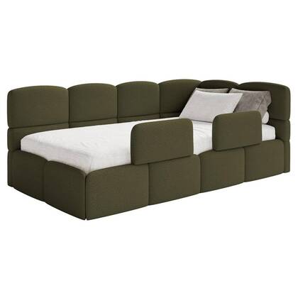 NADUVI Collection Jeugdbed incl matras Chloe rechts bouclé 90x200 met Groen