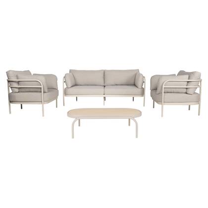 Zuiver Vista Tuin Loungeset bank + tafel + 2 fauteuils - Beige