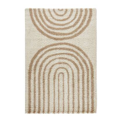 sweeek - Interieurtapijt, geometrisch regenboog patroon, Beige