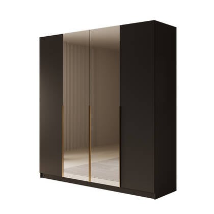 Meubella Kledingkast Sabre 2 - Zwart - 200 cm - Met spiegel
