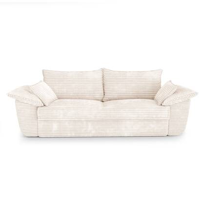 3-zits XXL- ribfluwelen bank 230cm Crème