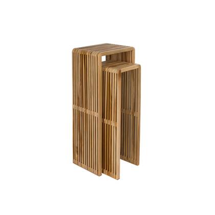 Housecraft Living Djia Plantenstandaard| Plantenzuil binnen Teak Hout - Set van 2 - Bruin}