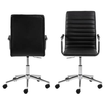 Giga Living - Bureaustoel - Zwart Leer - Draaibaar - 58x51x103cm - Wistra