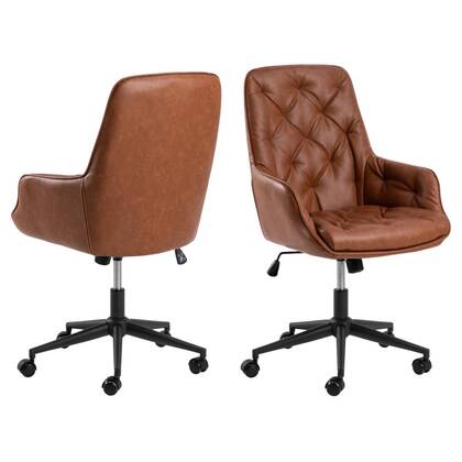 Giga Living - Bureaustoel - PU leer - Draaibaar - 60x68x106cm - Alleri Bruin