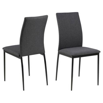 Giga Living - Eetkamerstoel - Grijs - Stof - Zithoogte 48,5cm - Grondal - Set van 4
