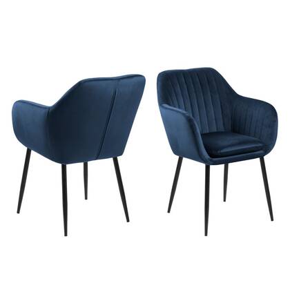 Giga Living - Eetkamerstoel - Donker - Stof - Zithoogte 49cm - Fiska Blauw