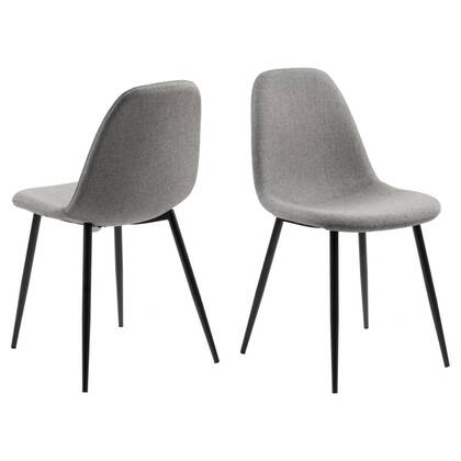 Giga Living - Eetkamerstoel - Grijs - Stof - Zithoogte 48,5cm - Willy - Set van 4