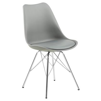 Giga Living - Eetkamerstoel - Grijs - Pu Leer - Zithoogte 49cm - Tiel - Set van 4