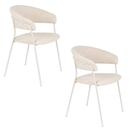 Housecraft Living Zeri Eetkamerstoelen armleuning Off white - Set van 2 Beige