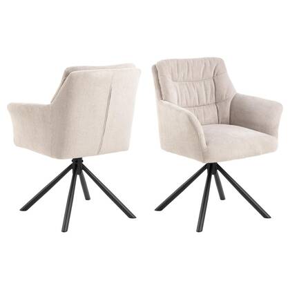 Giga Living - Eetkamerstoel - Beige - Stof - Zithoogte 50cm - Traska - Set van 2