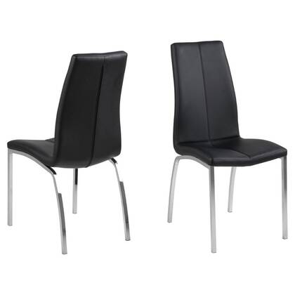 Giga Living - Eetkamerstoel - Zwart|Zilver - PU Leer - 57x44x95cm - Askra - Set van 2