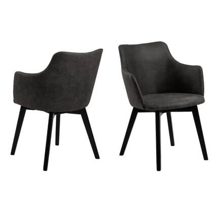 Giga Living - Eetkamerstoel - Antraciet - Stof - Zithoogte 45cm - Mollen - Set van 2 Grijs