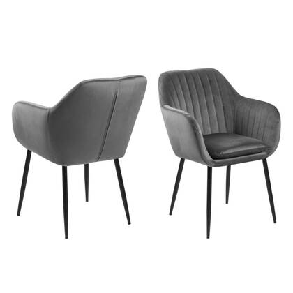 Giga Living - Eetkamerstoel - Donker - Stof - Zithoogte 49cm - Fiska Grijs