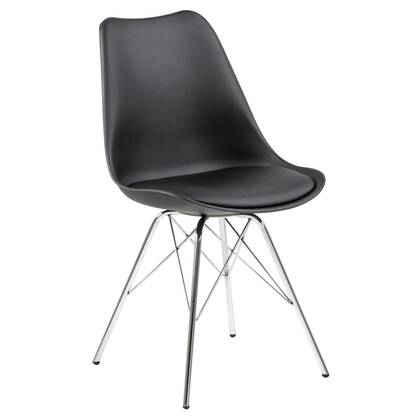 Giga Living - Eetkamerstoel - Zwart - Pu Leer - Zithoogte 49cm - Tiel - Set van 4