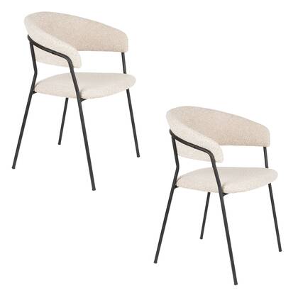 Housecraft Living Zeri Eetkamerstoelen armleuning Off white| Zwart -  Set van 2