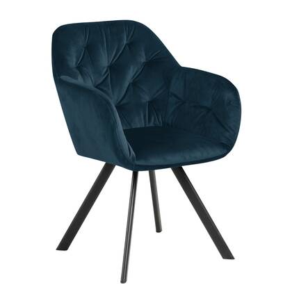 Giga Living - Eetkamerstoel - Blauw - Stof - Zithoogte 47,5cm - Lida