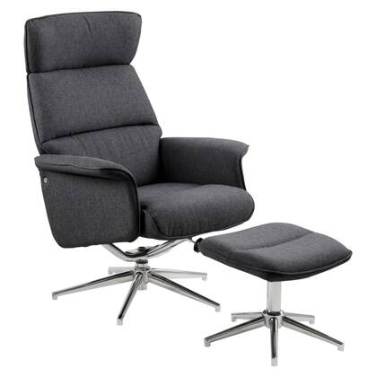 Giga Living - Relaxfauteuil Donker Incl. Voetenbankje - Skjern Grijs