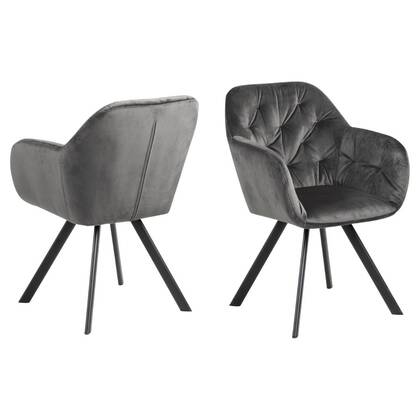Giga Living - Eetkamerstoel - Donker - Zithoogte 47,5cm - Lida Grijs