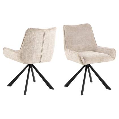 Giga Living - Eetkamerstoel - Beige - Stof - Zithoogte 47cm - Falden - Set van 2