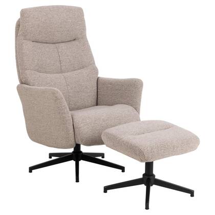 Giga Living - Relaxfauteuil Beige - Incl. Voetenbankje - 83x75x112cm - Lovik