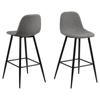 Giga Living - Barkruk Licht|Zwart - Zithoogte 75cm - Willy - Set van 2 Grijs