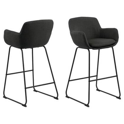 Giga Living - Barkruk - Donker Stof - Zithoogte 76cm - Larka - Set van 2 Grijs