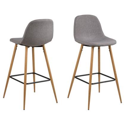 Giga Living - Barkruk Licht|Naturel - Zithoogte 75cm - Willy - Set van 2 Grijs
