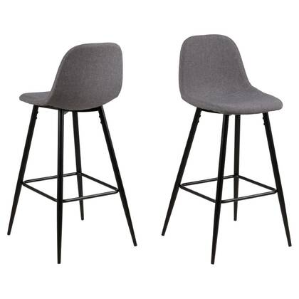 Giga Living - Barstoel Licht Stof - Zithoogte 65cm - Willy - Set van 2 Grijs