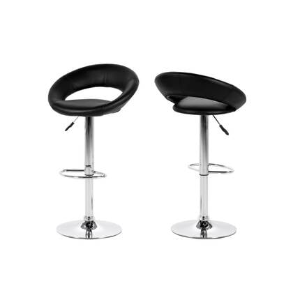 Giga Living - Barkruk - Zwart PU leer - Zithoogte 79cm - Trana - Set van 2