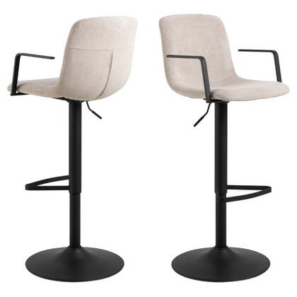 Giga Living - Barkruk - Beige Stof - Zithoogte 84cm - Selvik - Set van 2