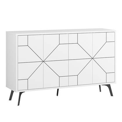 Calicosy - Dressoir met 4 deuren DUNE - B123 cm - Blanc Wit