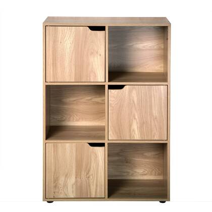 Calicosy - Kast met 3 deuren MODU - Houten effect H90 cm Bruin