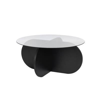 Calicosy - Salontafel met Gerookt gehard glazen blad - AERIS - Zwart houtlook
