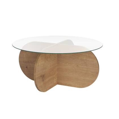 Calicosy - Salontafel met gehard glazen blad - AERIS - Eikenlook