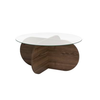 Calicosy - Salontafel met gehard glazen blad - AERIS - Walnootlook