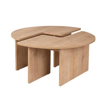 Calicosy - Set van 2 Salontafels MOIRA - B90 cm - Eikenlook Bruin