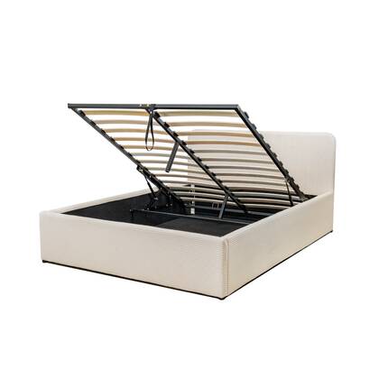 Calicosy - Opbergbed LIVY - 160x200 cm - Beige hoofdbord