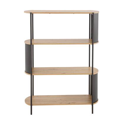 Calicosy - Boekenkast ELKO - H133,5 cm - Houtlook met zwarte metal Bruin